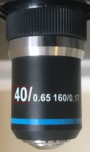 Microscope objective magnification marking